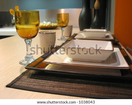 Table setting in a modern kitchen