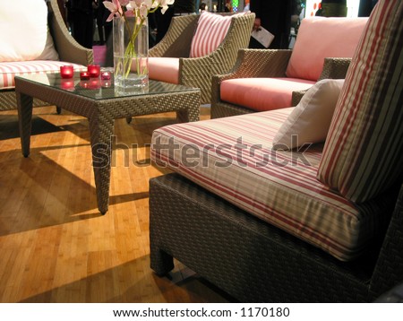 Living room furniture on display