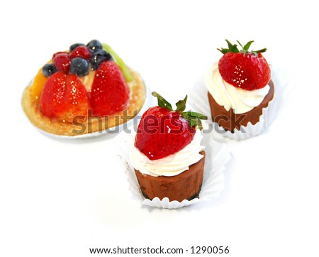 Desserts isolated on white background