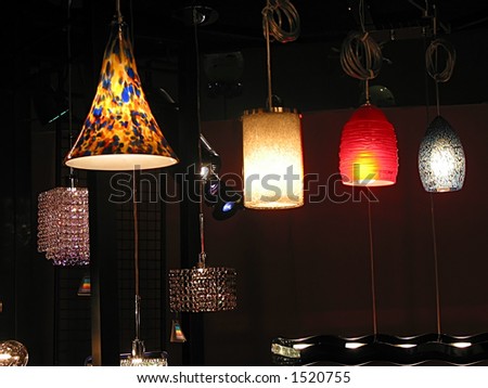 Modern light fixtures on display