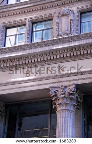 Old building with letters BANK on it