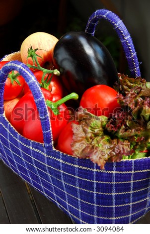 Fresh vegetables and fruits in a basket