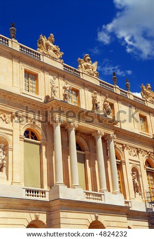 Fragment of a facade of royal palace in Versailles, France