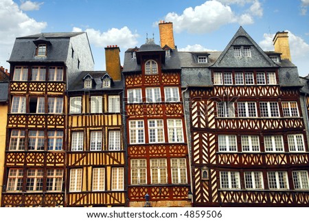 pics of houses in france. stock photo : Row of crooked
