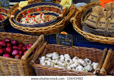 Fresh vegetables for sale on french farmers market in Perigueux, France
