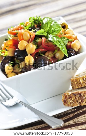 Vegetarian meal of chickpea or garbanzo beans salad