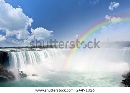 Spectacular rainbows at Canadian side of Niagara Falls