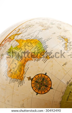 Part of a globe with map of Australia