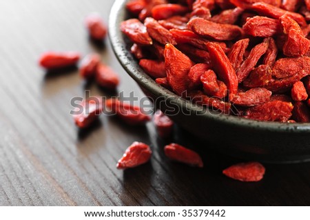 Full bowl of red dried goji berries