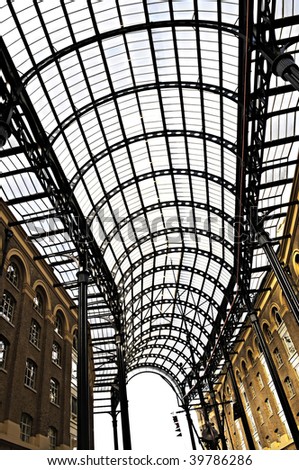 Interior view of Hay\'s Galleria glass roof