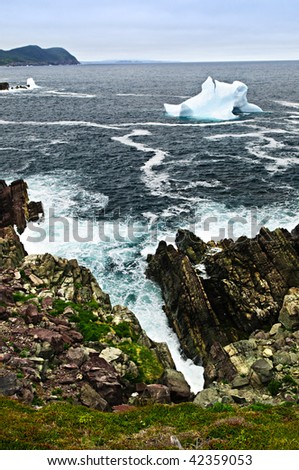 Melting iceberg off the coast of Newfoundland, Canada