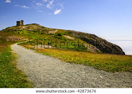 Long gravel path to Cabot Tower on Signal Hill in Saint John's, Newfoundland