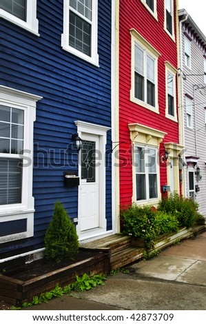 Colorful houses on hill in St. John's, Newfoundland, Canada