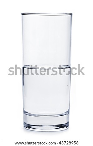 stock photo : Glass of water half empty isolated on white background
