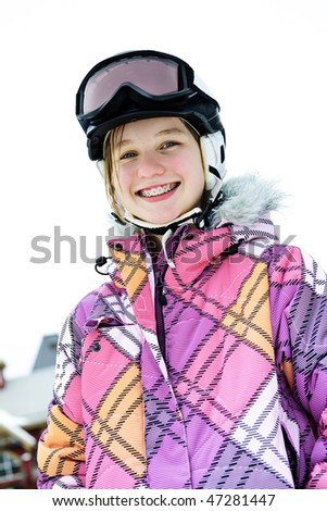 ski goggles and helmet. in ski helmet and goggles