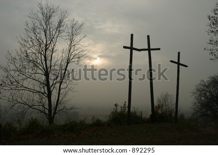 three crosses on the hill