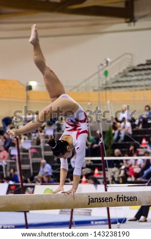ANADIA, PORTUGAL - JUNE 21: Heem Lim (SIN) during the Art Gymnastics FIG World Cup Challenge on june 21, 2013 in Anadia, Portugal.