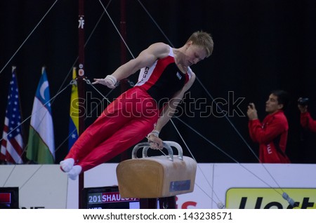 ANADIA, PORTUGAL - JUNE 21: Eduard Shaulov (UZB) during the Art Gymnastics FIG World Cup Challenge on june 21, 2013 in Anadia, Portugal.