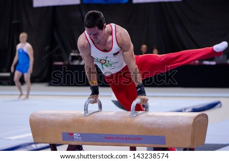 ANADIA, PORTUGAL - JUNE 21: Gustavo Simoes (POR) during the Art Gymnastics FIG World Cup Challenge on june 21, 2013 in Anadia, Portugal.