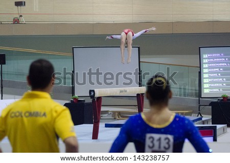 ANADIA, PORTUGAL - JUNE 21: Anastasia Grishina (RUS) during the Art Gymnastics FIG World Cup Challenge on june 21, 2013 in Anadia, Portugal.