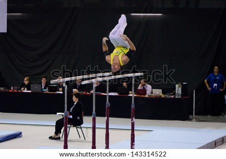 ANADIA, PORTUGAL - JUNE 21: Petrix Barbosa (BRA) during the Art Gymnastics FIG World Cup Challenge on june 21, 2013 in Anadia, Portugal.