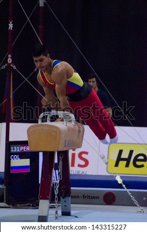 ANADIA, PORTUGAL - JUNE 21: Jhony Perez (COL) during the Art Gymnastics FIG World Cup Challenge on june 21, 2013 in Anadia, Portugal.