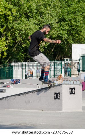 VISEU, PORTUGAL - JULY 27, 2014: Joao Alves during the 2nd Stage DC Skate Challenge by Fuel TV.