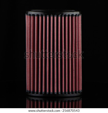 Air cone filter on black background. Vehicle Modification Accessories.