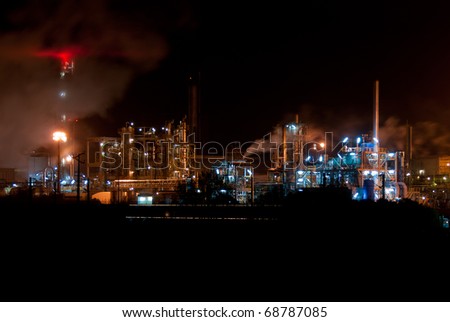 Night view of a industrial park.