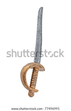Fake plastic pirate sword isolated on a white background.