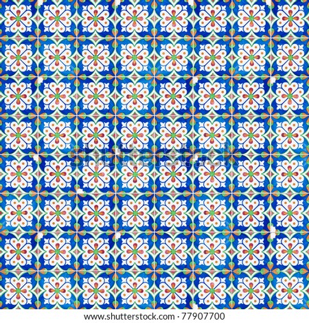 Seamless tile pattern of ancient ceramic tiles.
