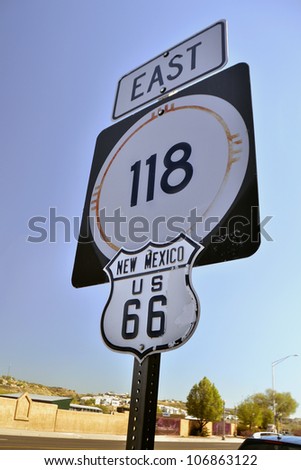 road sign of historic route 66 in new mexico