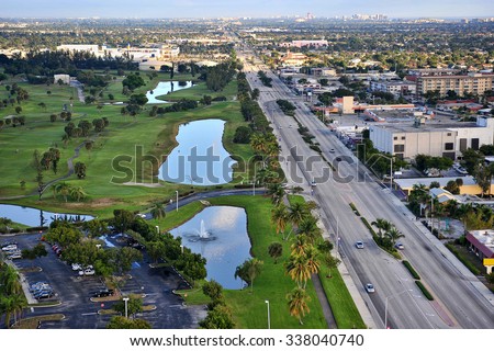 aerial view of south florida urban community