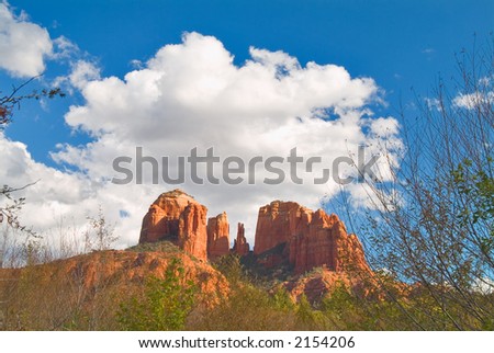 cathedral rocks seen from red rock crossing,sedona,arizona