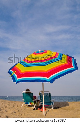 calm lazy afternoon at the beach under the umbrella