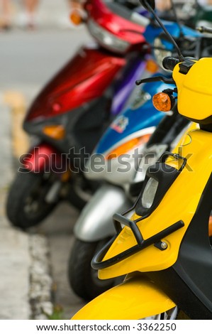 colorful motor scooters