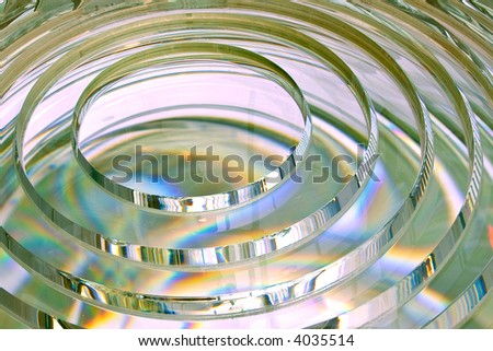 fresnel lens of lighthouse beacon rotated on side