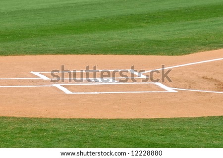 home plate and batters box of baseball field