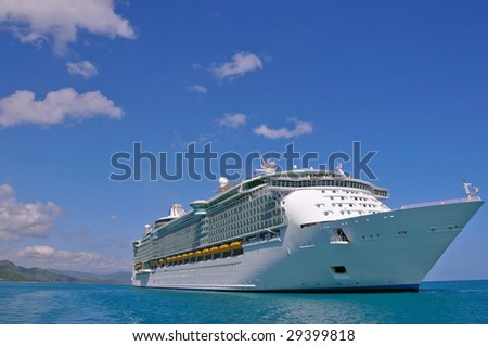 luxury cruise liner in caribbean port
