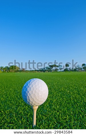 golf ball on tee against clear blue sky in florida