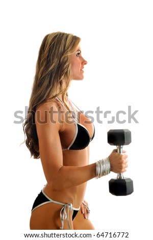 Free Stock on Stock Photo   Female Fitness Model In Bikini Holding Free Weight