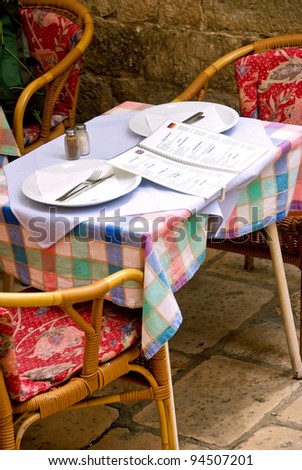 patio table for two persons at restaurant