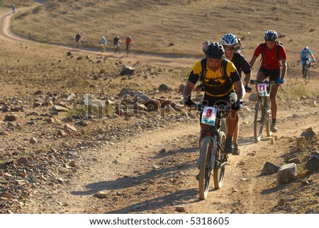 Bike race in desert mountains