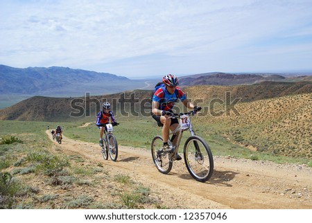 Bike race in desert mountains