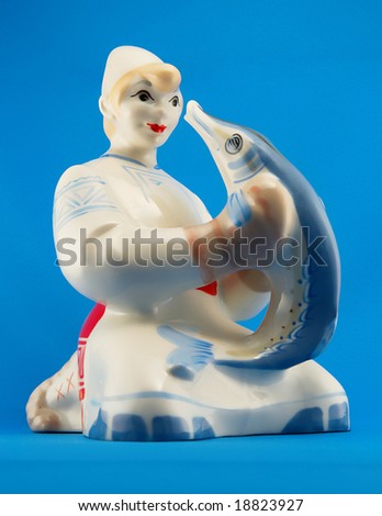 Russian fairy-tale christmas personage Emelya ceramics figurines