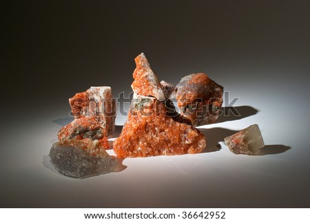 Group of red salt crystal minerails