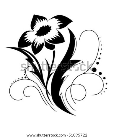 black and white floral pattern name. stock vector : Black a white