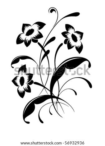 stock vector : Elegant flower pattern, tattoo
