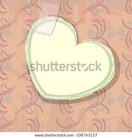 Paper heart over old wallpaper Paper heart over old wallpaper