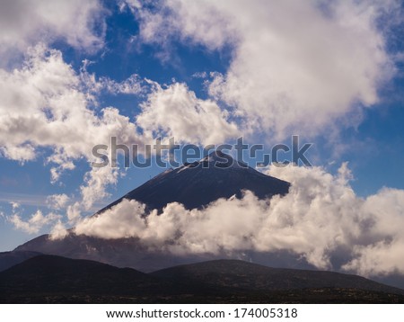 clouds in the mountains of Teide National Park at the Island of Tenerife